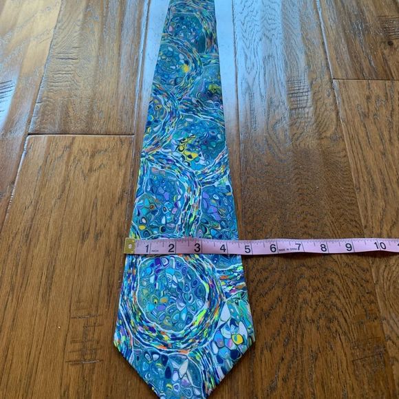 Vintage Continental Necktie Blue Kaleidoscope Inspired Van Gogh Print - Picture 7 of 11